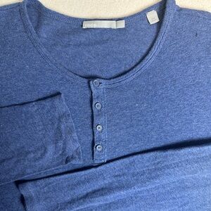 Vince | Henley | Men's Long Sleeve Blue Henley Scoop Neck 100% Cotton Sz Large